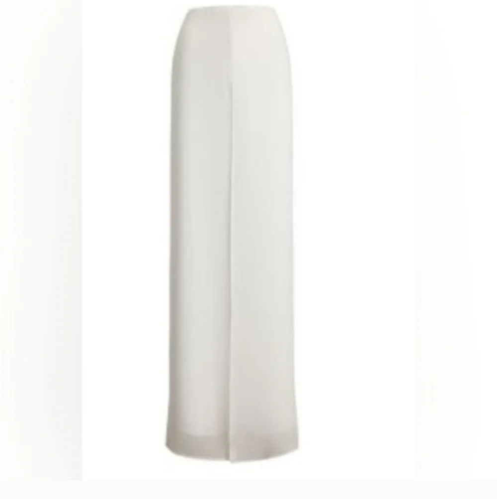 NWT Wide-Leg High Waisted Chiffon Trim White Pants Womens